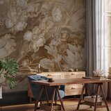  Foto tapeta - Floral Ornaments Carved in Delicate Sepia and Brown Shades 490x350 | shoptok.hr