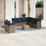  10-dijelni set vrtnih sofa od poliratana s jastucima sivi | shoptok.hr