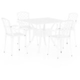  5-dijelni bistro set od lijevanog aluminija bijeli | shoptok.hr