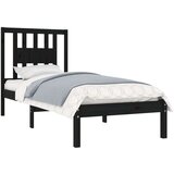  Posteljni okvir črn iz trdnega lesa 75x190 cm 2FT6, (20644489) | Shoptok.si