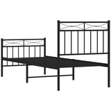 Metalni okvir kreveta uzglavlje i podnožje crni 75x190 cm | shoptok.hr