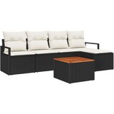 vidaXL set vrtnih sofa s jastučićima Crni Poli Ratan Akacija, 2-sjedna vrtna sofa s pohranom i jastučićima crni poli ratan Cijene