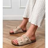 D/CEO Beige sandals with buckles on a cork sole Cloud | Shoptok.si