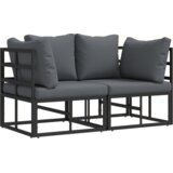 vidaXL Kompleti zunanjega pohištva z blazino z blazino 2 pcs Črna in anthracit | Shoptok.si