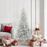 vidaXL Božično drevo med 300 LED z stojalom srebrna 180 cm PET | Shoptok.si