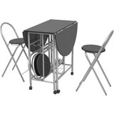 vidaXL Petodijelni Blagovaonski Sklopivi Set MDF Crni | shoptok.hr