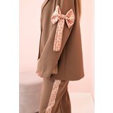Kesi Włoski Women's set with viscose – blazer with lapels and pants with a stripe camel | ePonuda.com