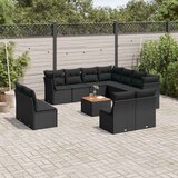  12-dijelni set vrtnih sofa od poliratana s jastucima crni | shoptok.hr