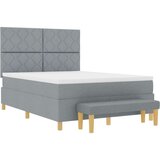 vidaXL Vzmetna postelja z vzmetnico in klopjo svetlo siva 140x200 cm tkanina, (22083152) | Shoptok.si