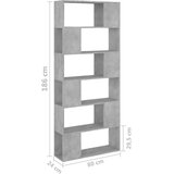 vidaXL ormarić za knjige / pregrada boja betona 80x24x186 cm iverica | shoptok.hr