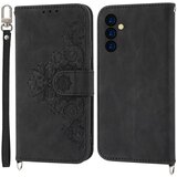 INORCO Etui za telefon denarnica za Samsung Galaxy M14 5G usnjen ovitek z vtisnjenimi rožicami na dotik s paščkom, (22034164) | Shoptok.si
