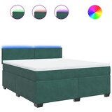 vidaXL Box spring postelja z vzmetnico temno zelena 180x200 cm žamet, (21305519) | Shoptok.si