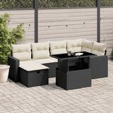 Maison Chic Seti vrtnega pohištva - Vrtna garnitura - Vrtni pohištvo set 7-delna z blazinami črn poli ratan, (21801421) | Shoptok.si