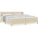 Box Spring Krevet s Madracem - Krem - 200x200 cm - Tkanina | shoptok.hr