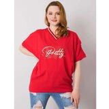 Fashion Hunters Red plus size blouse with cutouts on the sleeves Cene