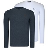 Dewberry DUAL SET T8588 ROUND COLLAR MEN'S SWEATSHIRT-WHITE-ANTHRACIC Cijene