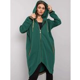 Fashion Hunters Dark green cotton hooded sweatshirt Cene