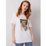 Fashion Hunters Bijela majica sa animal printom Cene