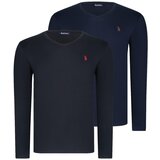 Dewberry DUAL SET T8587 V COLLAR MEN'S SWEATSHIRT-BLACK-LACİVERT | shoptok.hr