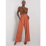 Fashion Hunters RUE PARIS Light brown fabric trousers with a high waist | shoptok.hr