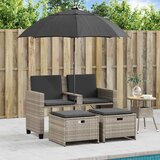  Vrtna sofa 2-sjed sa suncobranom i tabureima svijetlo sivi | shoptok.hr