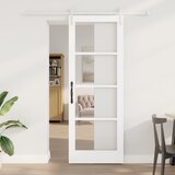 vidaXL drsna vrata s kompletom opreme 'ORKDAL'bela masivna les in steklo, notranja vrata s steklom 'ORKDAL'bela 78x211x4 cm | Shoptok.si