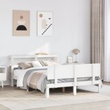 Maison Chic Posteljni okvir - Dvoposteljna postelja - Zakonska postelja z vzglavjem brez vzmetnice bel 160x200 cm, (21694894) | Shoptok.si