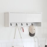 vidaXL Vješalica za kapute na zidu s policom Zidne s pohranom s vratima Bijelo 80 x 20 x 30 cm | shoptok.hr