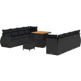 vidaXL 11-dijelni vrtni set sofe s jastučićima Crni Poli ratan Akacija, 3-dijelni vrtni set za blagovanje s jastučićima Crni Poli ratan Akacija | shoptok.hr
