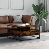 vidaXL Klubska mizica dimljeni hrast 80x80x45 cm inženirski les Cene