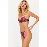 Trendyol Fuchsia Floral Brode Capless Underwear Set