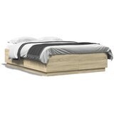  Okvir za krevet s LED svjetlima boja hrasta 120 x 200 cm drveni | shoptok.hr