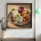 Wallxpert uramljena mdf slika DOS043-50, kokteli sa voćem na srebrnom poslužavniku, 50 x 50 cm | Eponuda.com
