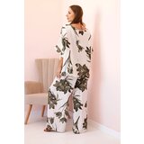 Kesi Włoski versized women's set made of viscose with a floral pattern khaki | Shoptok.si