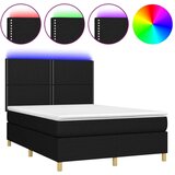  Box spring postelja z vzmetnico LED črna 140x200 cm blago, (20725228) | Shoptok.si