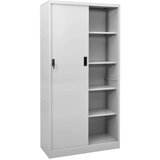 vidaXL Pisarniška omara z drsnimi vrati svetlo siva 90x40x180 cm jeklo | Shoptok.si