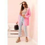 Kesi Włoski Women's openwork cardigan with pockets light pink | Shoptok.si