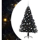 vidaXL Umjetna preddekorirana božićna jelka Črna 150 cm PVC | Shoptok.si