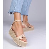 Gemre Beige platform espadrille sandals Panola | Shoptok.si
