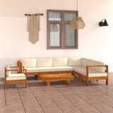 The Living Store Vrtna garnitura s kremno belimi blazinami 8-delna akacijev les - Vrtna Počivalna Garnitura, (21462968) | Shoptok.si