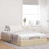 vidaXL Otomanski posteljni okvir brez vzmetnice krem 120x190 cm blago, (21611516) | Shoptok.si