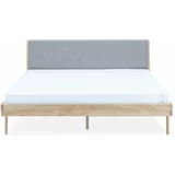 Gazzda Sivo-prirodna boja tapecirani bračni krevet od hrastovine 160x200 cm Fawn -