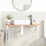  Zidna polica za umivaonik od čelika i masivne hrastovine Smeđa 100 x 40 x 2 cm | shoptok.hr