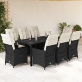 vidaXL 9-dijelni vrtni blagovaonski set s jastucima crni od poliratana | shoptok.hr