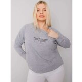 Fashion Hunters Gray melange ladies plus size sweatshirt Cene