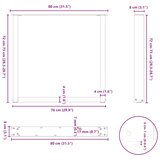 Noge za blagovaonski stol U-oblik 2 kom Prirodni čelik 80 x (72-73) cm Čelik | shoptok.hr
