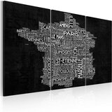  Slika - Text map of France on the black background - triptych 120x80 Cijene