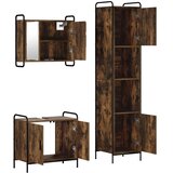  Set ormarića za kupaonicu 3 kom. Dimljeni hrast - Dimljeni hrast Kupaonski ormarić (2 vrata) + viseći ormarić + kupaonski ormar | shoptok.hr