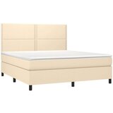  Krevet box spring s madracem LED krem 180x200 cm od tkanine | shoptok.hr