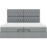 vidaXL Otomanski posteljni okvir z vzmetnicami siv 200x200 cm blago | Shoptok.si